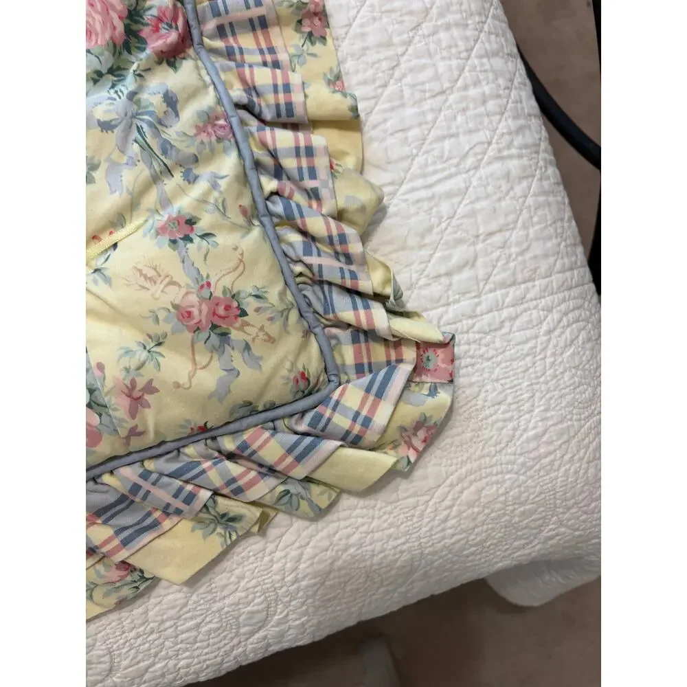 Vintage Y2K Nursery Crib Comforter With Ruffle Cottage Core